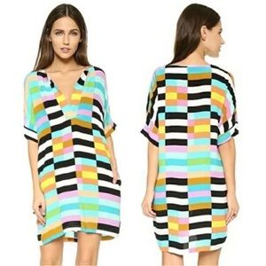 Mara Hoffman Colorful Striped V-Neck Mini Dress XS